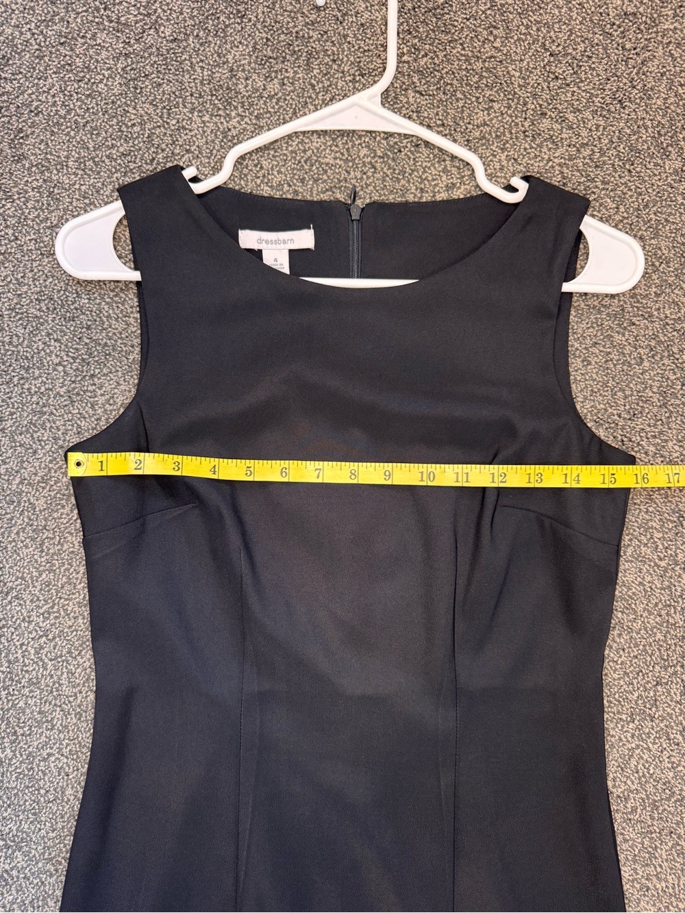 dressbarn Black Sleeveless Tailored Sheath Dress Size 4 Timeless LBD Back Zipper - Picture 9 of 11